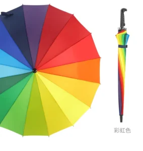 21 Inch 16-Rib Straight Rod Umbrella 98cm Diameter for Camping and Travel