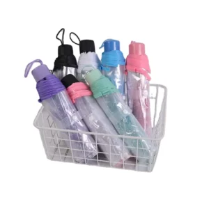 21-Inch 3-Fold Transparent POE Plastic Flower Umbrella with Colorful Clear Design and Manual Control