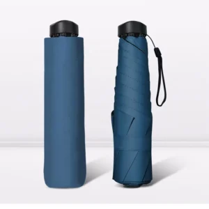21 Inch 6K Fiber Ultra Lightweight Mini Pocket Umbrella Korean Design 6 Ribs Four-Folding Black UV Coated