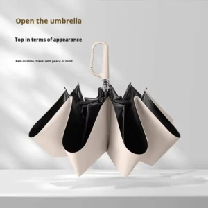21-Inch 8-Rib Ring Buckle Manual Folding Umbrella, Dual-Use, Wind-Resistant, Sun and Rain Protection