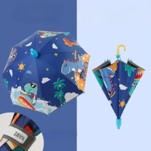 21-Inch 8-Rib Semi-Automatic Children’s Umbrella, Steel Handle, Cartoon Design