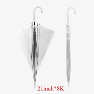 21-Inch 8K Custom Logo Private Label Classic Windproof POE Full-Print Dome Clear Transparent Umbrella