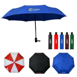 21 Inch 8K Fully Automatic Travel Umbrella 3 Fold Custom Logo Printing for Adults Made of Pongee Material