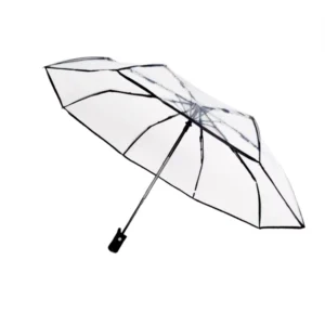 21-Inch 8K POE Transparent PVC Semi-Automatic 3-Fold Umbrella with Plastic Handle