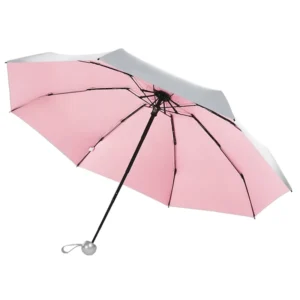 21 Inch 8K Silver Coating UV 5 Folding Umbrella Manual Control Custom Logo Print Made of Pongee Material