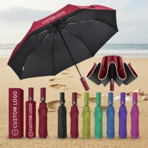 21-Inch 8k Plastic Handle Straight Umbrella Clear Windproof Folding Rain Umbrella with Logo