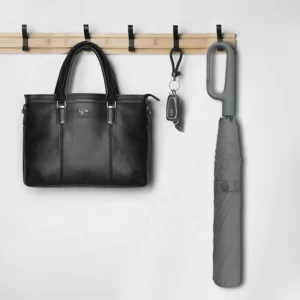 21-Inch Auto-Open Black UV Protection Windproof Waterproof Umbrella with Loop-Lock Handle for Travel