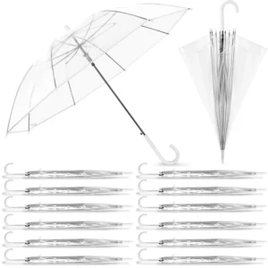 21-Inch Auto-Open Straight Clear Transparent POE Wedding Umbrella