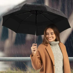 21-Inch Automatic Open Windproof 3-Fold Compact Rain Umbrella