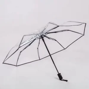 21 Inch Transparent Clear POE Automatic Three-Fold Umbrella for Rain