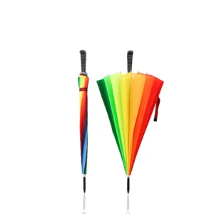 21 Inch Waterproof Windproof Auto Open Straight Stick Umbrella, 16K Rainbow Color