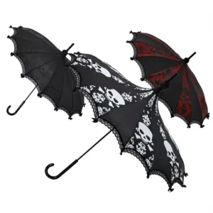21IN*16K Lace Straight Pagoda Umbrella 190T Pongee Japanese Style Long handled Halloween Personalized Manual Sun Rain Protection