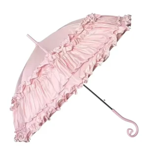 21IN*8K SPA50+ Princess Lace Bride Straight Umbrella Pongee 190T Nylon Fabric Long Handle 100cm Open Diameter Semi Automatic