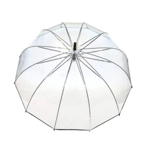 23” 12 Panel Semi Automatic Waterproof Windproof Straight Umbrella Minimalist Customizable Clear Adults