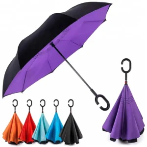23 25 27 30 Inch C Handle UV Protection Manual Automatic Inverted Straight Umbrella Pongee Large Purple