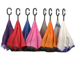 23*8K Double-Fabric Windproof C-Handle Manual Car Reverse Umbrella for Adults