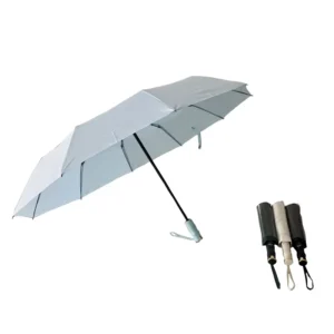 23-Inch 10K Three-Fold Umbrella, 180T Pongee, Fiberglass Ribs, Fully Automatic, Windproof, Sun Protection