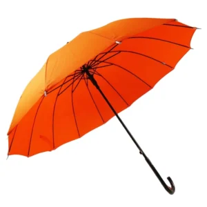 23-Inch 14-Rib Orange Straight Umbrella with Long Handle