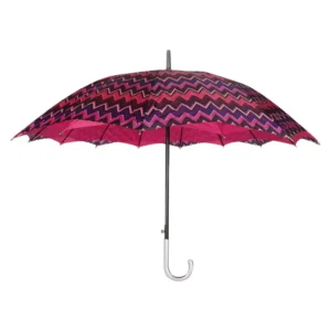 23-Inch 16K Zigzag Double-Layer Straight Umbrella, UV-Blocking, Automatic Open
