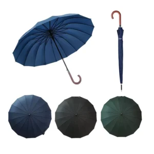 23 Inch & 27 Inch Premium Quality Windproof Large Straight Umbrella with J Hook Wooden Handle