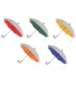 23 Inch 8-Panel Silver UV-Coated Sun Protection Straight Umbrella with Hook Plastic Black Handle Custom Business Gift