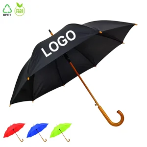 23-Inch 8-Rib Auto-Open Wooden J-Handle Straight Rain Umbrella