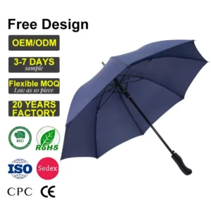 Automatic Open Outdoor Single-Layer Rainproof Wind-Resistant Fiberglass Frame Custom Straight Umbrella with Logo Printing