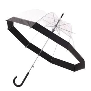 23-Inch 8K Clear POE Plastic Straight Umbrella, Semi-Automatic Opening