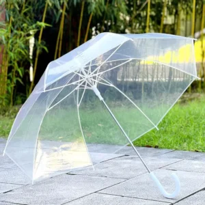 23 Inch Auto-Open Fiberglass-Rib Clear Umbrella POE PVC