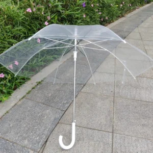 23-Inch Automatic Transparent Wedding Umbrella Semi-Automatic Clear Umbrella Logo Printing Rain Windproof