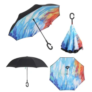 23-Inch Double-Layer Reverse Straight Umbrella, Water-Resistant
