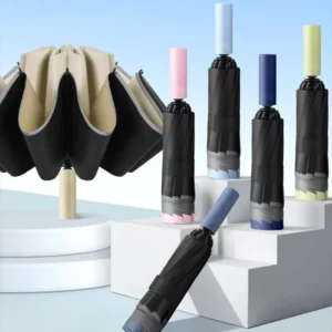 23-Inch Inverted Automatic Travel Umbrella Windproof Compact with Reflective Stripe UV Protection