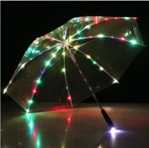23 Inch LED Luminous Transparent Umbrella With Flashlight Function Custom with Logo Parasol