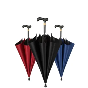 23-Inch Long-Handle Straight Umbrella with Iron Tube, 8-Bone Frame, Non-Slip Crutch Handle