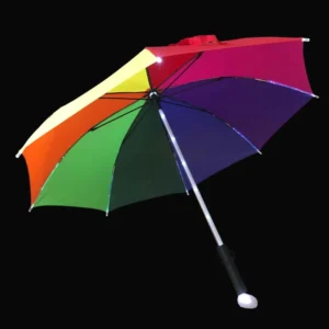 23 Inch Manual Open Straight Led Umbrella with Led Flashlight Transparent Umbrella Led 7 Colors Changing