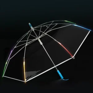 23 Inch Manual Open Transparent See-Through PVC Fabric LED Lighting Straight Umbrella