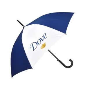 23-Inch PU-Coated Curved-Handle Automatic-Open Straight Umbrella with Fiberglass Frame and 190T Pongee Fabric