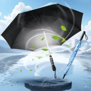 23 Inch Rechargeable Fan Spray Umbrella Black Coating UPF50+ Sun Protection Straight Umbrella with Safety Mesh Custom Logo