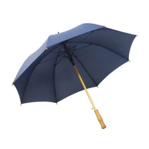 23-Inch Semi-Automatic Straight Umbrella with Wooden Shaft and Handle, Pongee Fabric, and Custom Logo