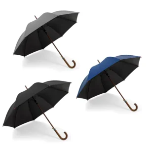 23-Inch Wind-Resistant Waterproof Semi-Automatic Straight Umbrella with Wooden Handle