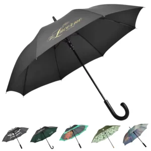 23 Inches Semi Automatic Open 190T Pongee Fabric Fiberglass Square Round Wind Resistant Custom Logo Black Coated Plastic Stick