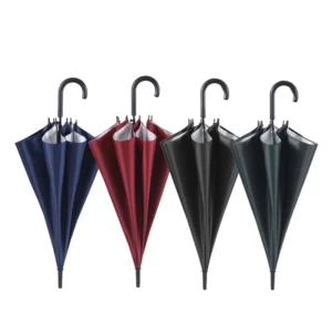 23-inch Black Semi-Automatic 8K Long-Handle Straight Umbrella