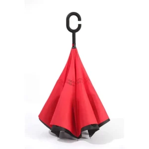 23-inch Windproof Reverse Straight Umbrella Double-Layer Pongee Canopy C-Shape Rubber Grip