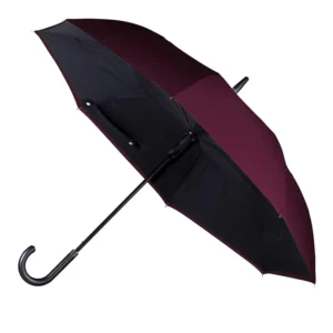 23-inch manual open red and black reverse inverted umbrella with J handle
