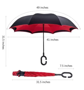 23.5-inch custom-design automatic open windproof double-layer inverted umbrella with logo printing