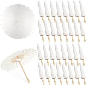 23.6 Inch White Paper Parasol Chinese Style DIY Umbrella Vintage Wedding Decoration Craft Props