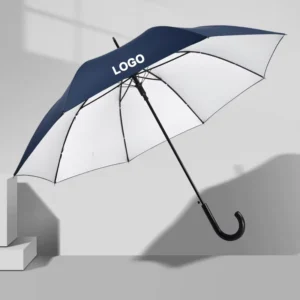 23inch 8 Ribs Windproof Full Metal Frame with Curved Handle Custom Logo UV Coating Sun Protection Straight Umbrella