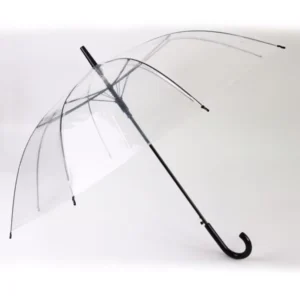 23inch*8K Straight Auto Open Transparent Clear PVC Adult Umbrella with Custom Logo