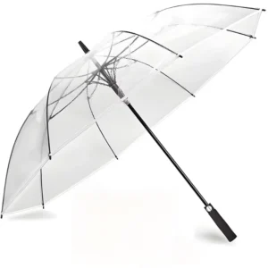 23inch Transparent Umbrella Manual Long handled Straight Umbrella Thickened PVC EVA Handle 8 Ribs Custom