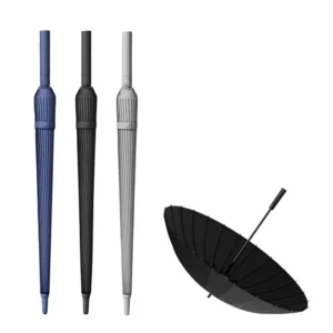 24 Bone Fiberglass Long Handled Manual Custom Logo Advertising Straight Umbrella for Men Large Reinforced Storm Resistant